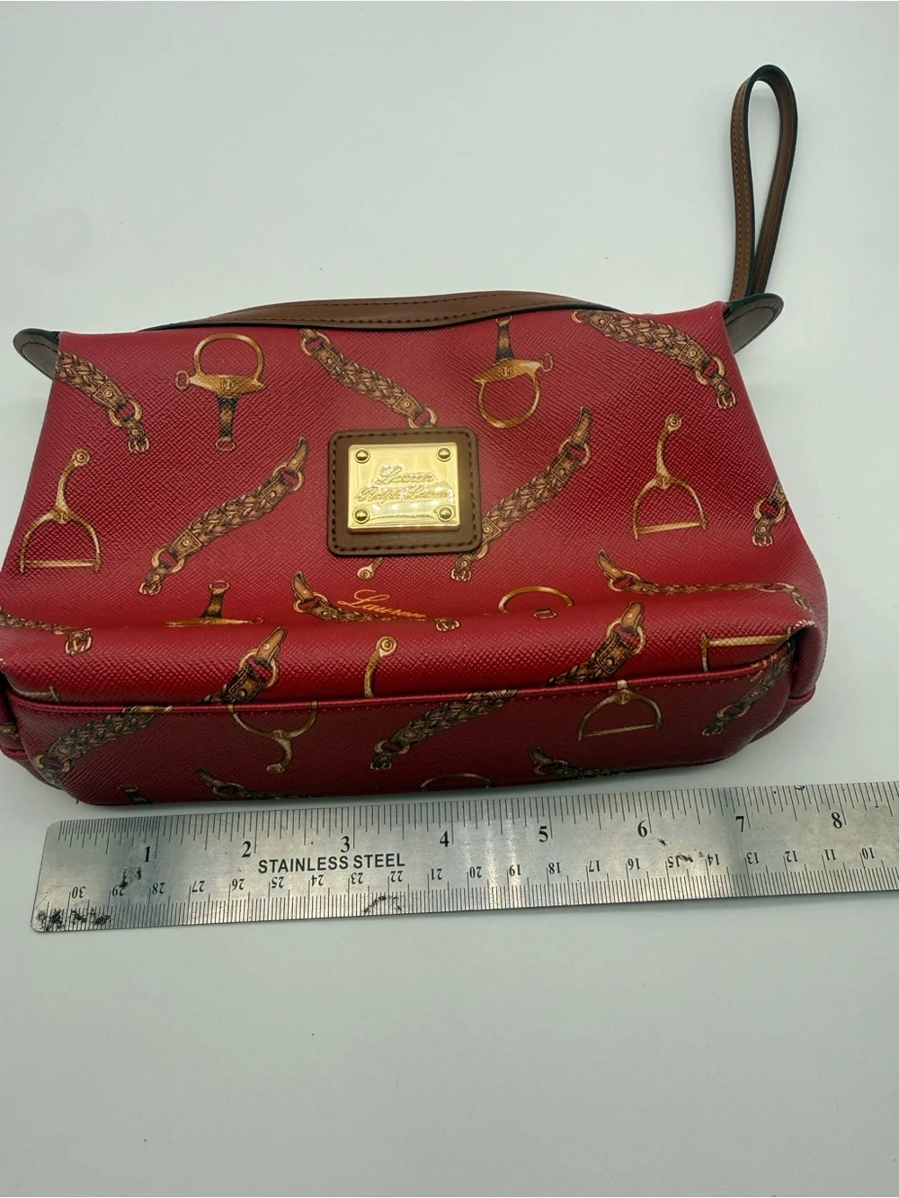 Vintage Lauren Ralph Lauren Red Equestrian Wristlet Y2K Equestrian print